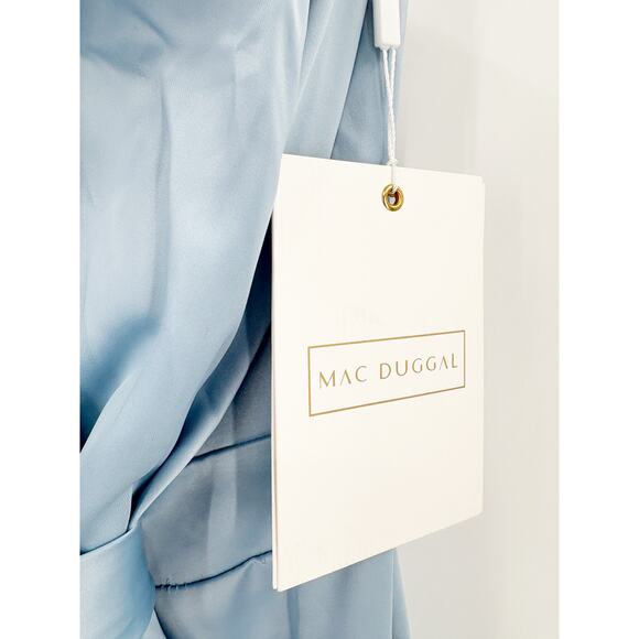 MAC DUGGAL Dress Size 2 Evening Gown NEW Powder Blue One Shoulder Bow Cut Out - Picture 2 of 5